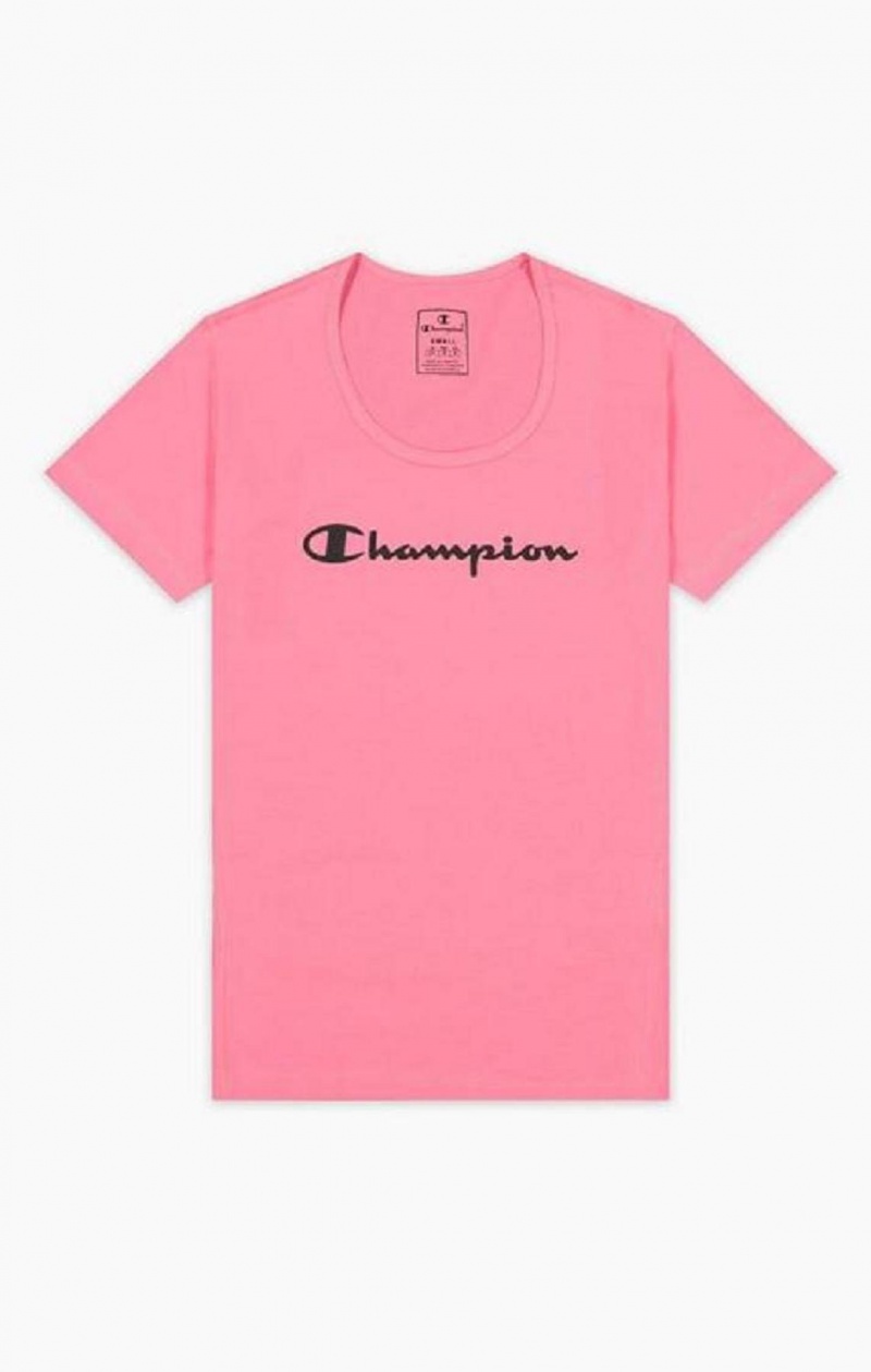 Dámské Tričko Champion Script Logo Quick Dry Tréninková T-Shirt Fuchsie | 1925-GBZYP