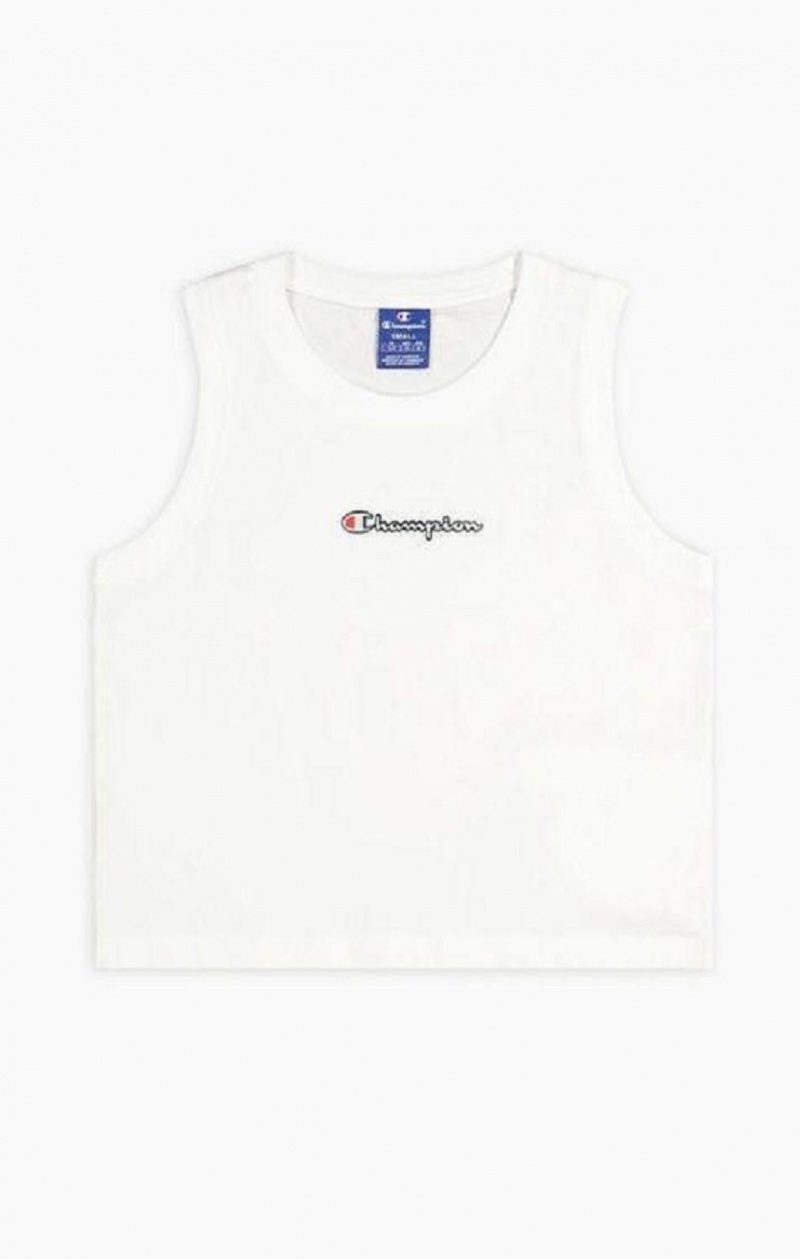 Dámské Tričko Champion Script Logo Tank Top Bílé | 7596-VYTXE