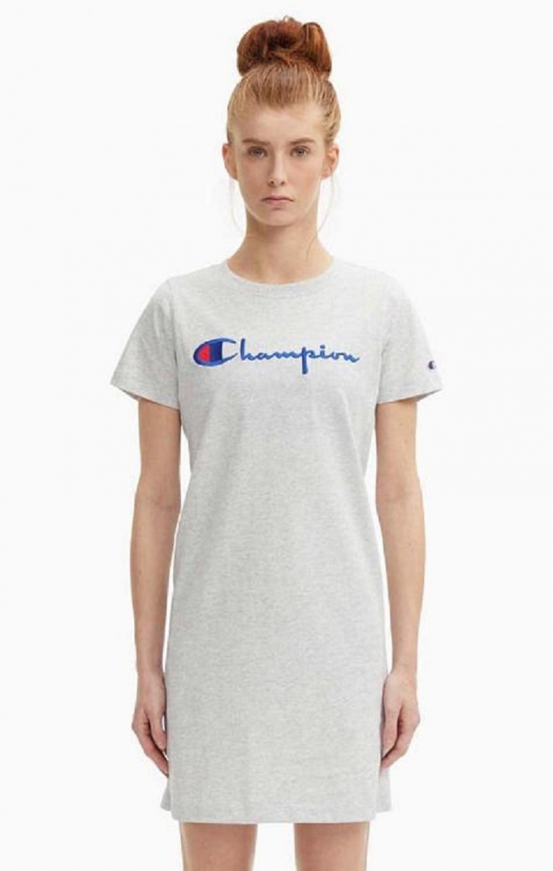 Dámské Šaty Champion Script Logo Midi T-Shirt Šaty Světle Šedé | 0847-BXRGL