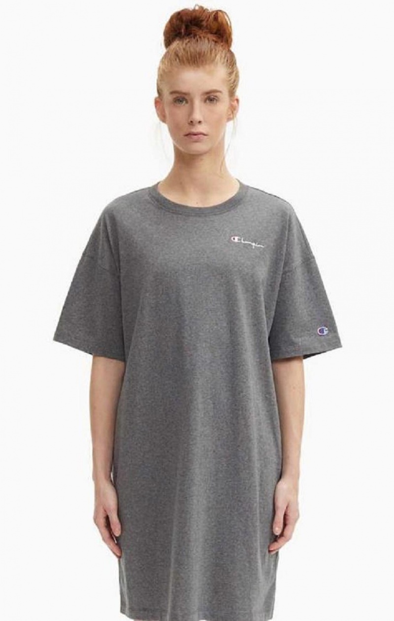 Dámské Šaty Champion Small Script Logo Oversized T-Shirt Šaty Tmavě Šedé | 8520-YXRBU