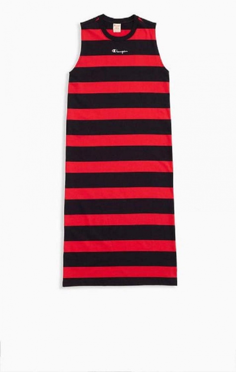 Dámské Šaty Champion Stripe Tank Jersey Maxi Šaty Červené Černé | 5793-YCUQA