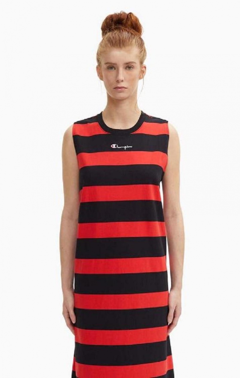 Dámské Šaty Champion Stripe Tank Jersey Maxi Šaty Červené Černé | 5793-YCUQA