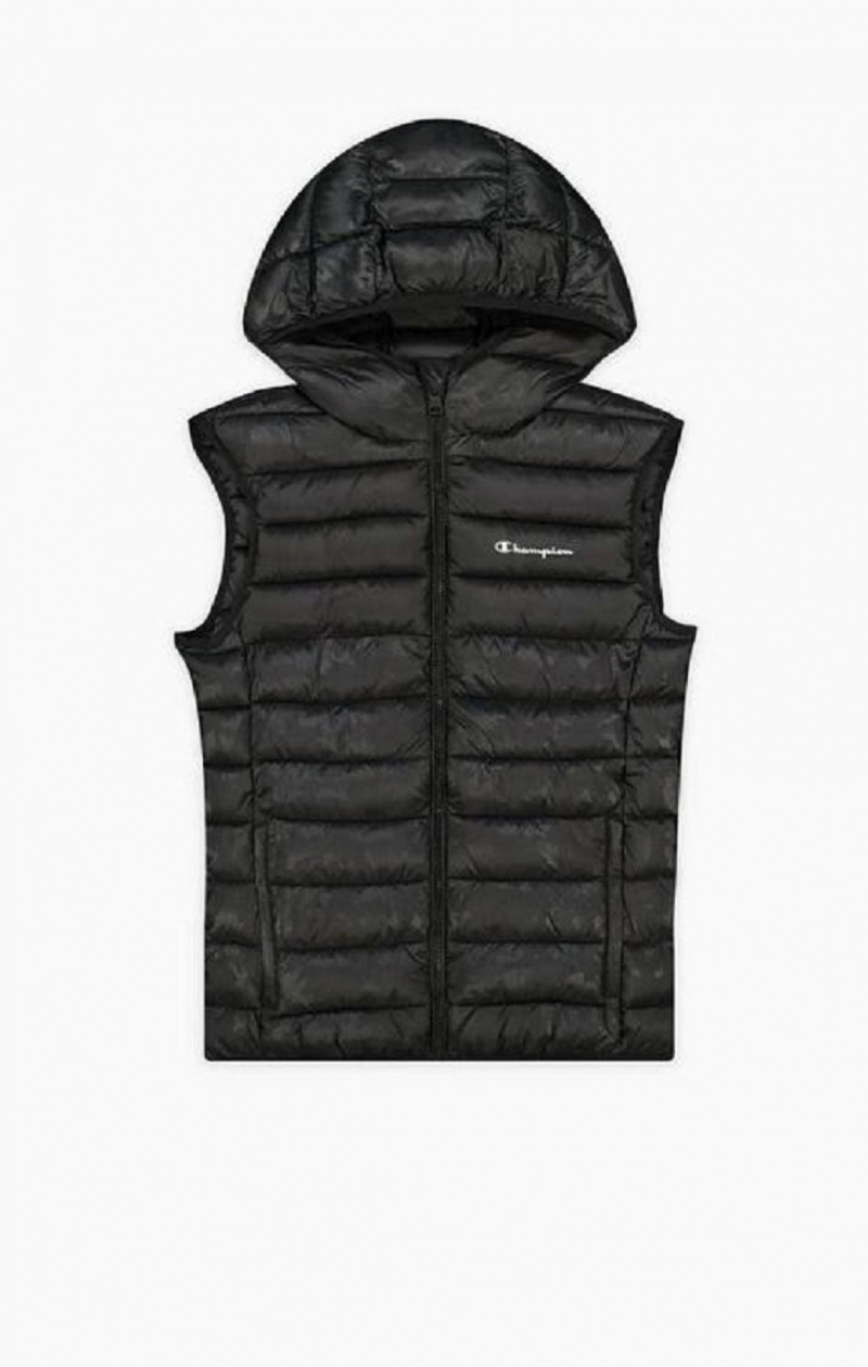 Pánské Bundy Champion Camo Script Logo Polstrovaný Gilet Černé | 2581-VCMAG