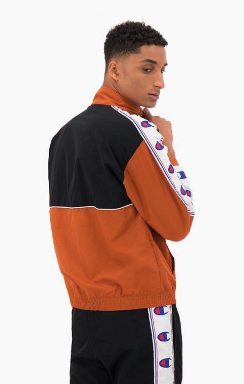 Pánské Bundy Champion Colour Block Logo Tape Trim Track Jacket Hnědé | 2358-FCPAG