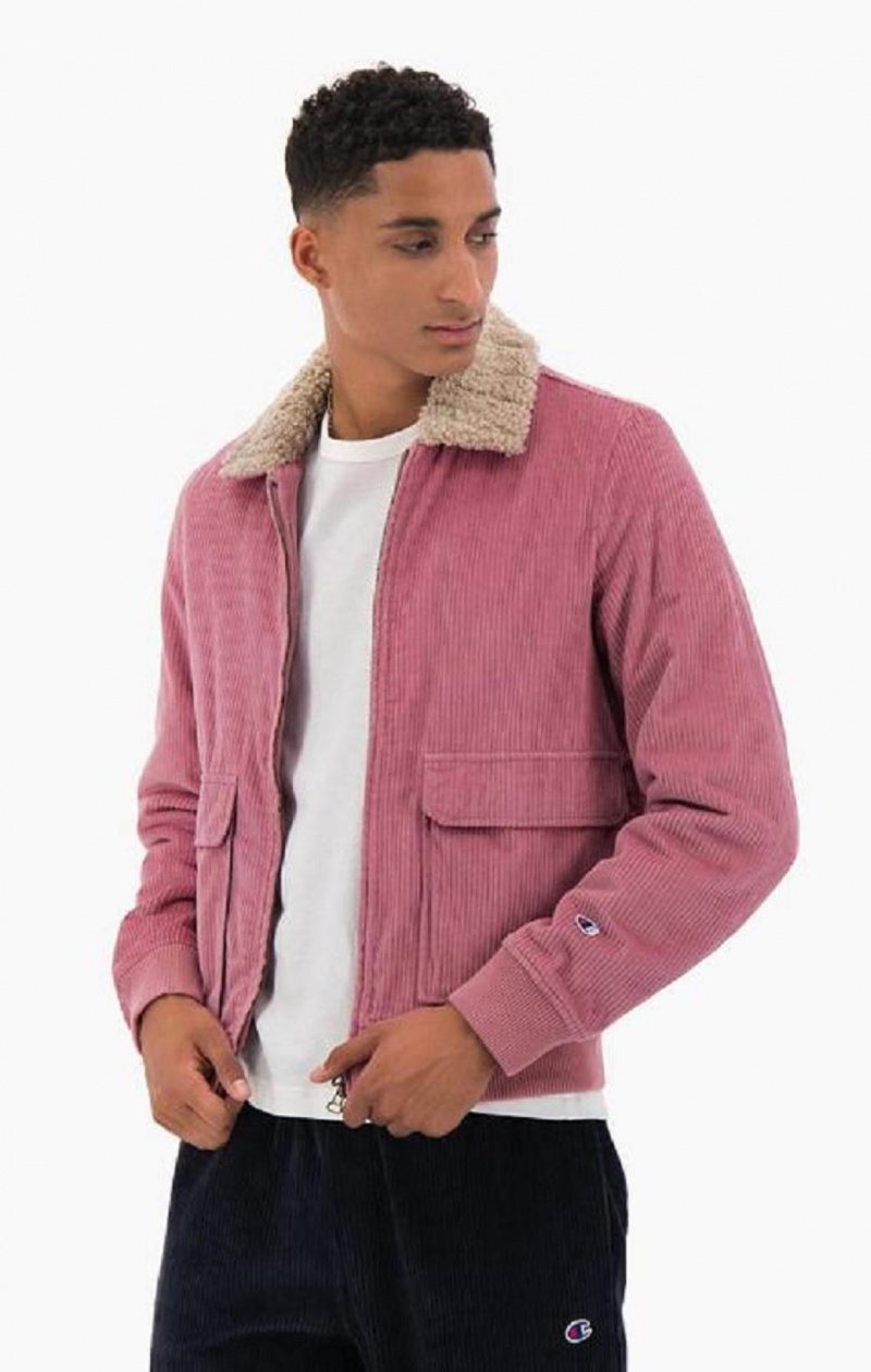 Pánské Bundy Champion Corduroy Teddy Collar Bomber Jacket Fuchsie | 8103-KVSWY