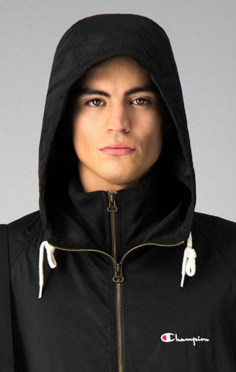 Pánské Bundy Champion Half Zip-Up S Kapucí Jacket Černé | 4751-ADRGF