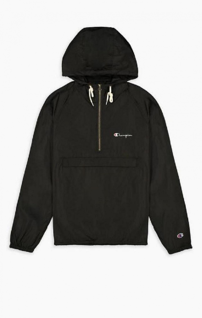 Pánské Bundy Champion Half Zip-Up S Kapucí Jacket Černé | 4751-ADRGF