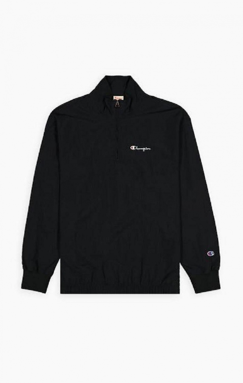 Pánské Bundy Champion Half Zip-Up Script Logo Track Jacket Černé | 5908-LWEMG