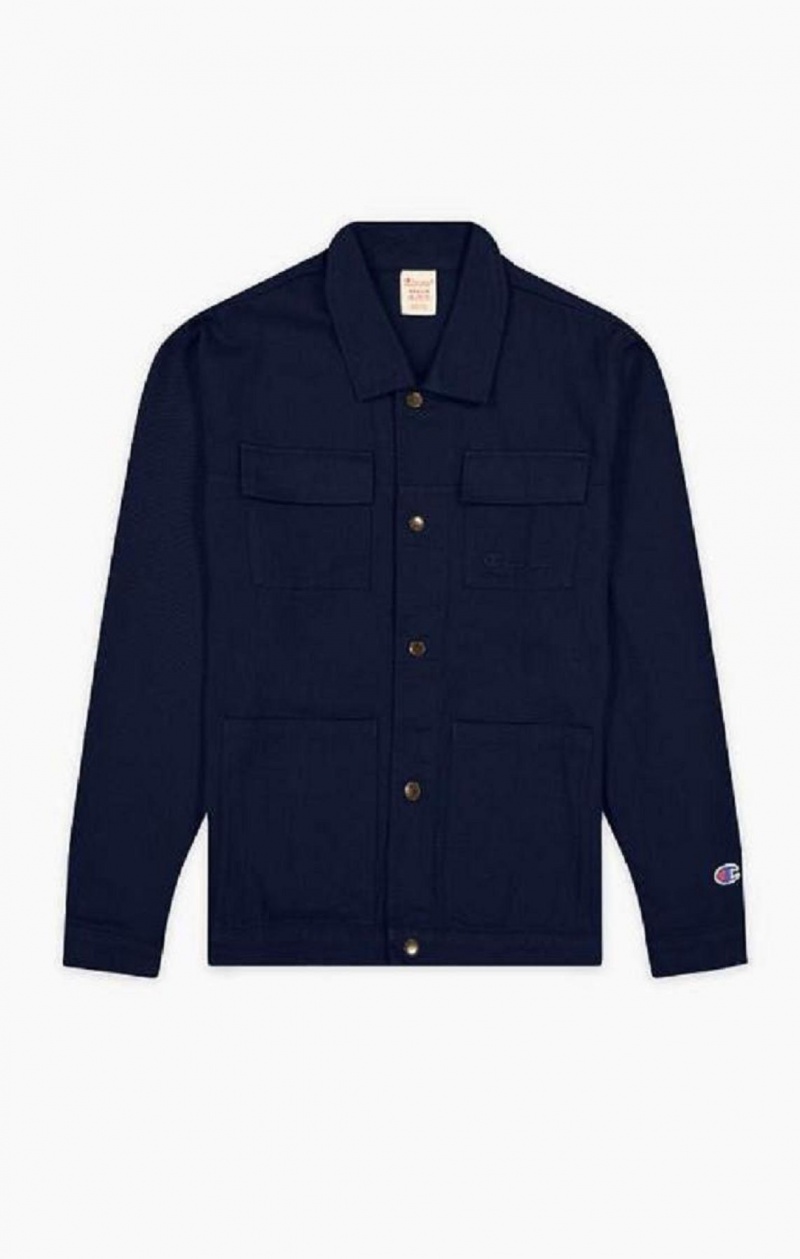 Pánské Bundy Champion Woven Utility Jacket Tmavě Blankyt | 3481-IHBVS