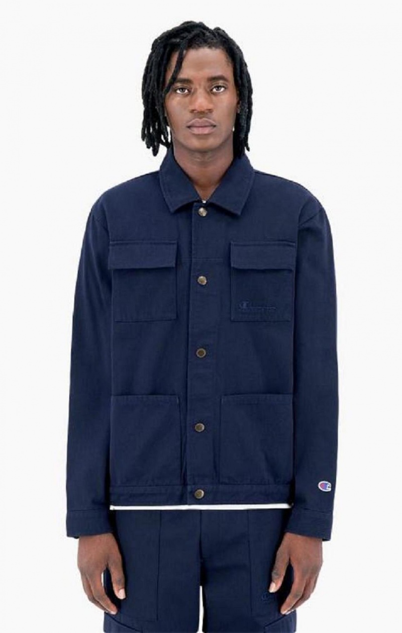 Pánské Bundy Champion Woven Utility Jacket Tmavě Blankyt | 3481-IHBVS