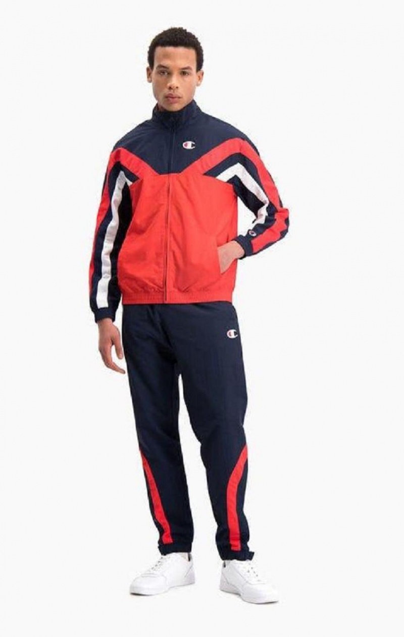 Pánské Bundy Champion Zip-Up Colour Block And Stripe Track Jacket Červené | 9864-JICZO