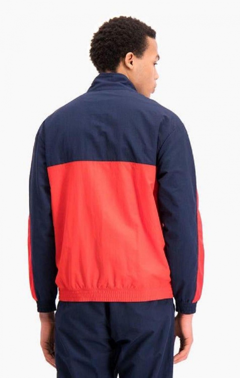 Pánské Bundy Champion Zip-Up Colour Block And Stripe Track Jacket Červené | 9864-JICZO