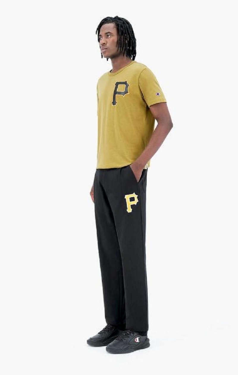 Pánské Jogger Kalhoty Champion Pittsburgh MLB Rovný Hem Woven Trousers Černé | 0294-YRJSI