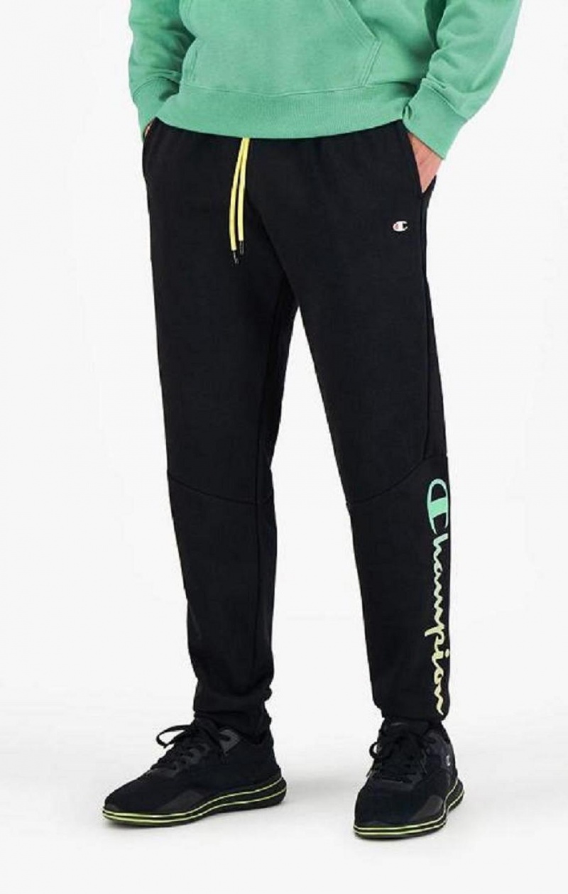 Pánské Jogger Kalhoty Champion Rainbow Script Logo Sweatpants Černé | 3068-ISBFM