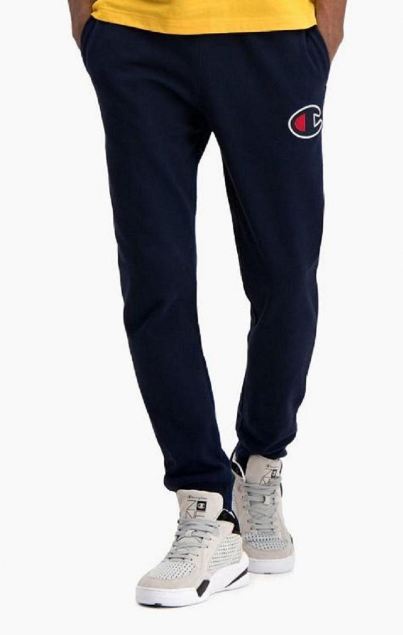 Pánské Jogger Kalhoty Champion Satin C Logo Bavlněné Terry Joggers Tmavě Tyrkysové | 5690-XPKVS