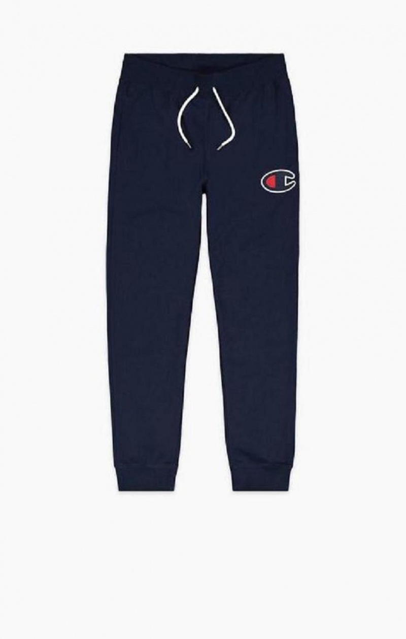 Pánské Jogger Kalhoty Champion Satin C Logo Bavlněné Terry Joggers Tmavě Tyrkysové | 5690-XPKVS