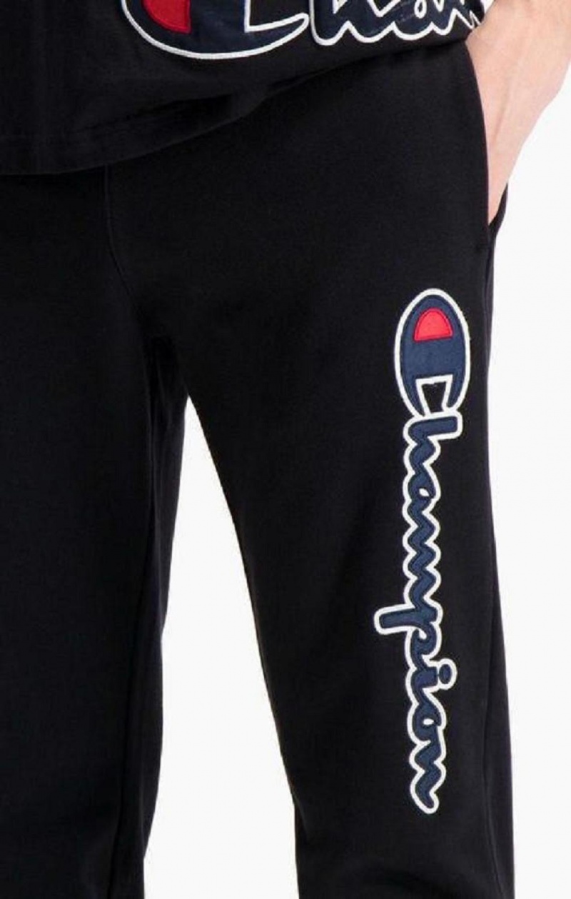 Pánské Jogger Kalhoty Champion Satin Script Logo Bavlněné Terry Joggers Černé | 7342-GFVRL