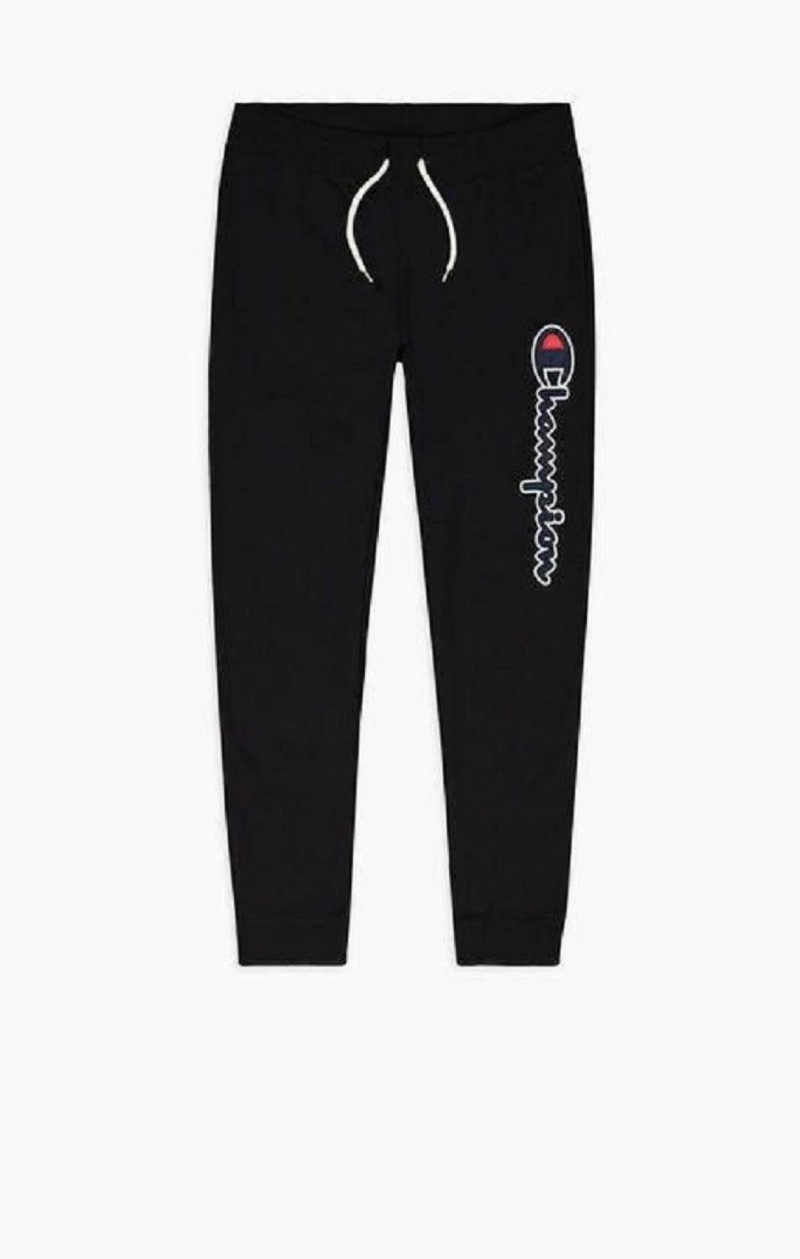 Pánské Jogger Kalhoty Champion Satin Script Logo Bavlněné Terry Joggers Černé | 7342-GFVRL