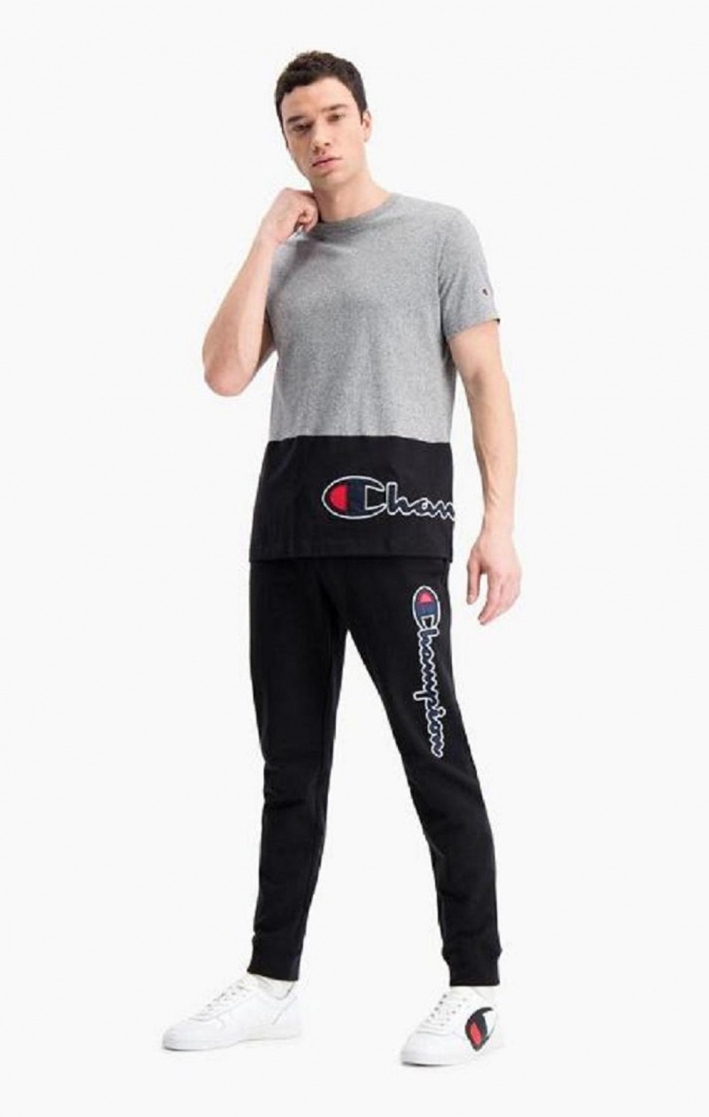 Pánské Jogger Kalhoty Champion Satin Script Logo Bavlněné Terry Joggers Černé | 7342-GFVRL