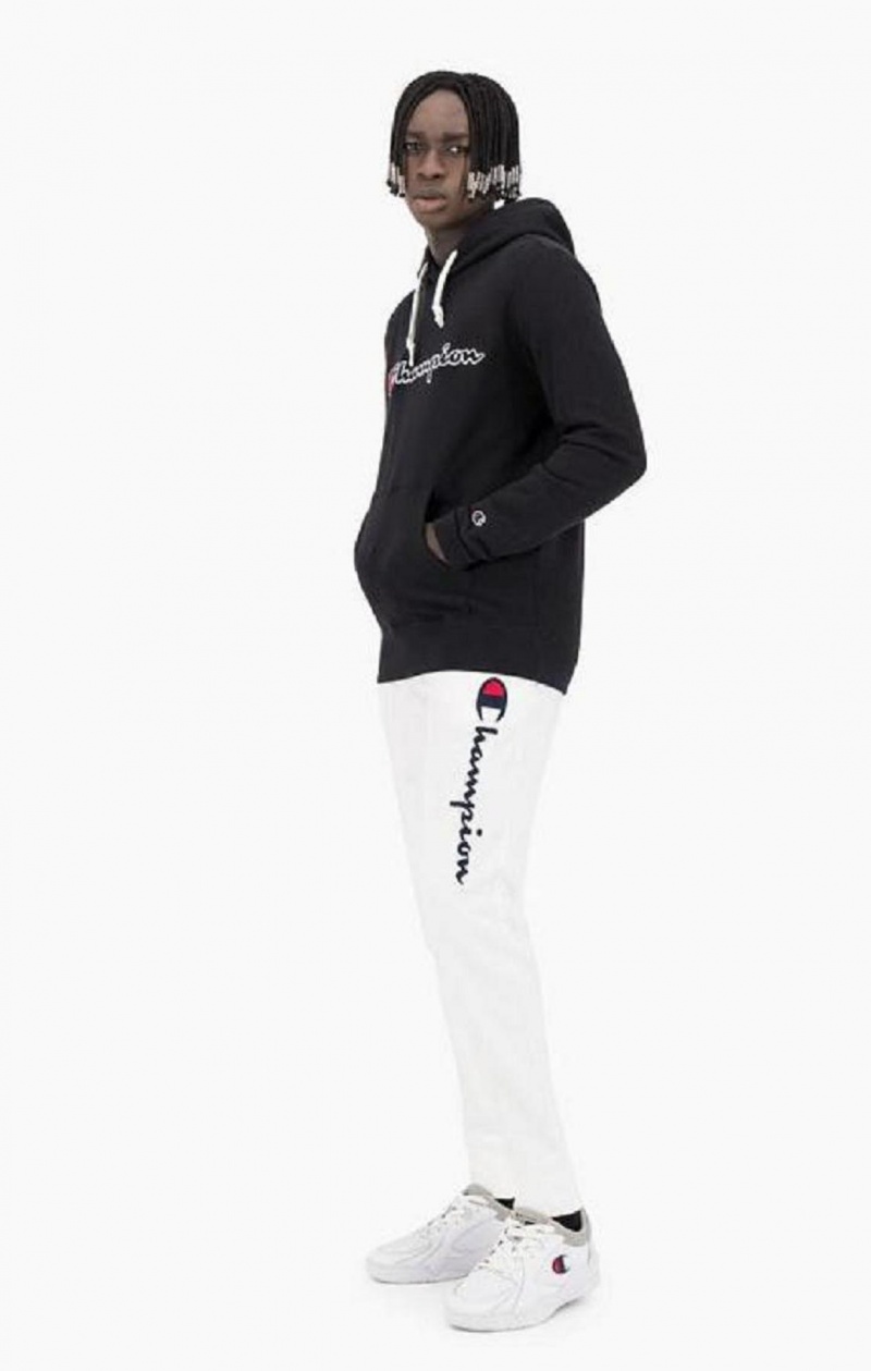 Pánské Jogger Kalhoty Champion Satin Stitch Script Logo Fleece Joggers Bílé | 6279-CEZKG