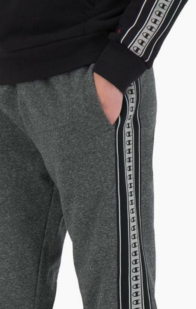 Pánské Jogger Kalhoty Champion Stripe C Logo Tape Bavlněné Terry Joggers Tmavě Šedé | 6359-KHWYL