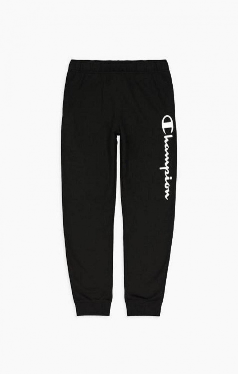 Pánské Jogger Kalhoty Champion Vertical Script Logo Print Joggers Černé | 6134-BMRWF