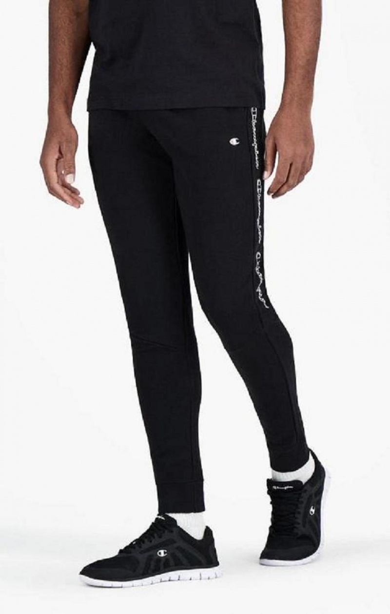 Pánské Jogger Kalhoty Champion Vertical Script Logo Print Joggers Černé | 7485-XEBJQ