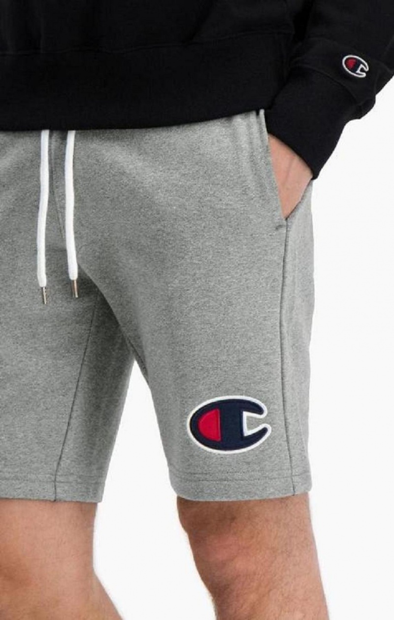 Pánské Kraťasy Champion C Logo Bavlněné Terry Bermuda Shorts Tmavě Šedé | 4357-OIEFB