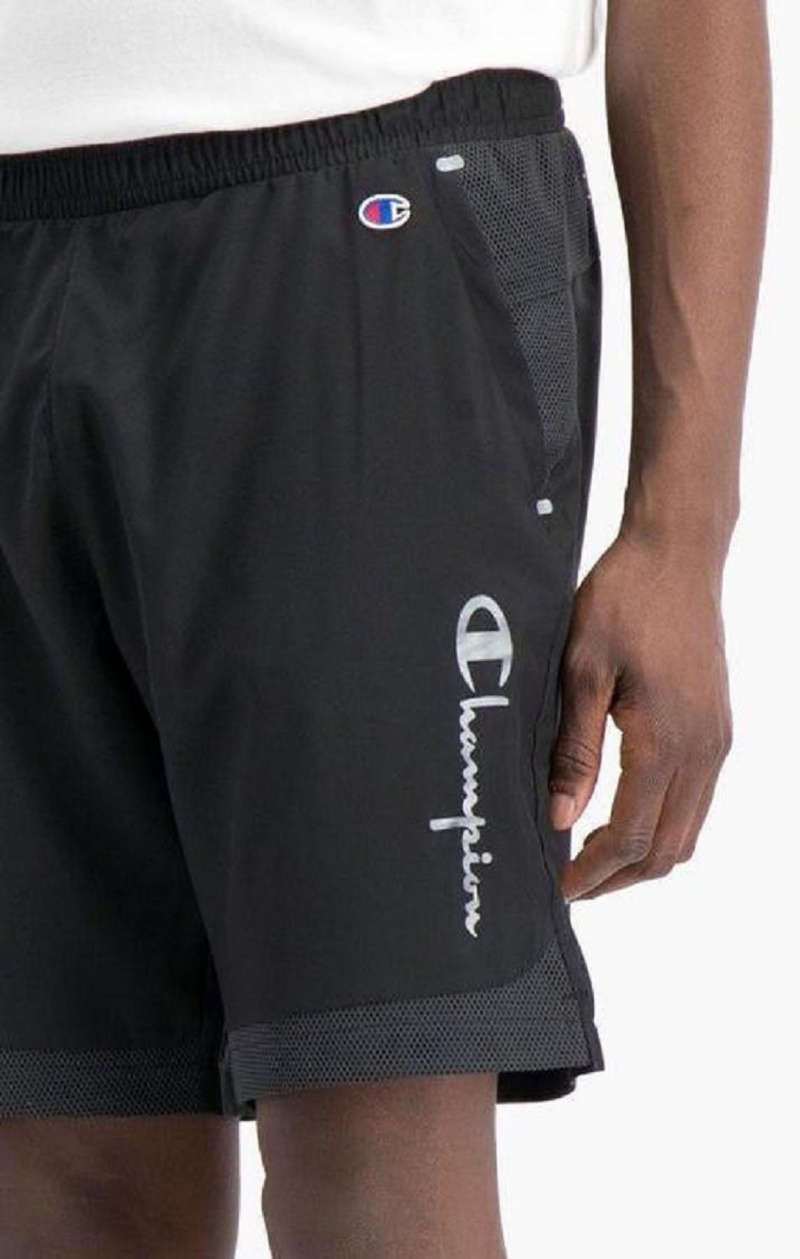 Pánské Kraťasy Champion Reflective Script Logo Shorts Černé | 9758-YIWFP