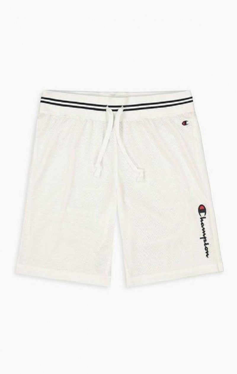 Pánské Kraťasy Champion Vertical Script Logo Shorts Bílé | 2710-FWNRZ