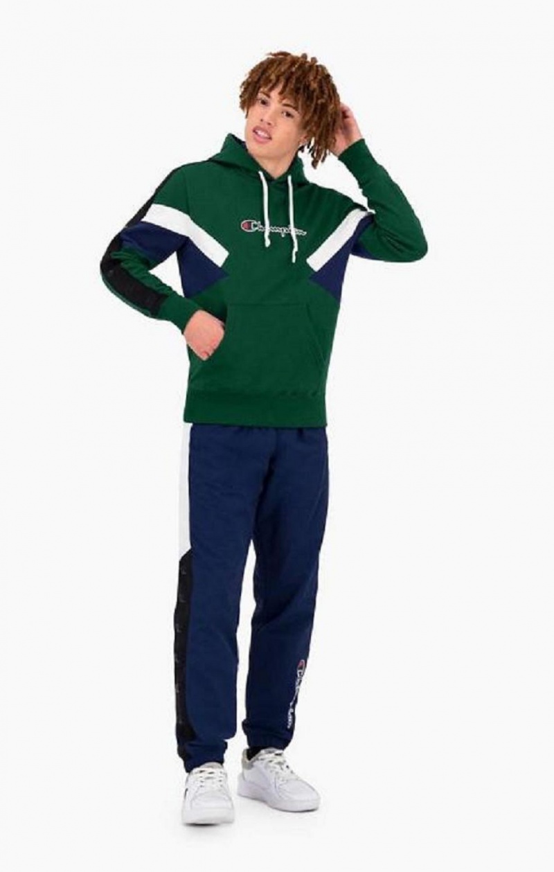 Pánské Mikina s Kapucí Champion Colour Block Insert Fleece Hoodie Světle Zelene | 5281-HWDUO