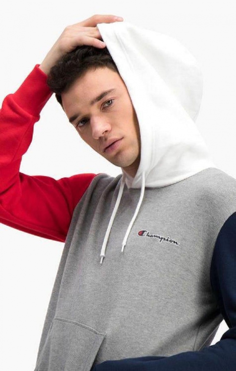 Pánské Mikina s Kapucí Champion Contrast Colour Block Sleeve Hoodie Tmavě Šedé | 4297-XYRNW