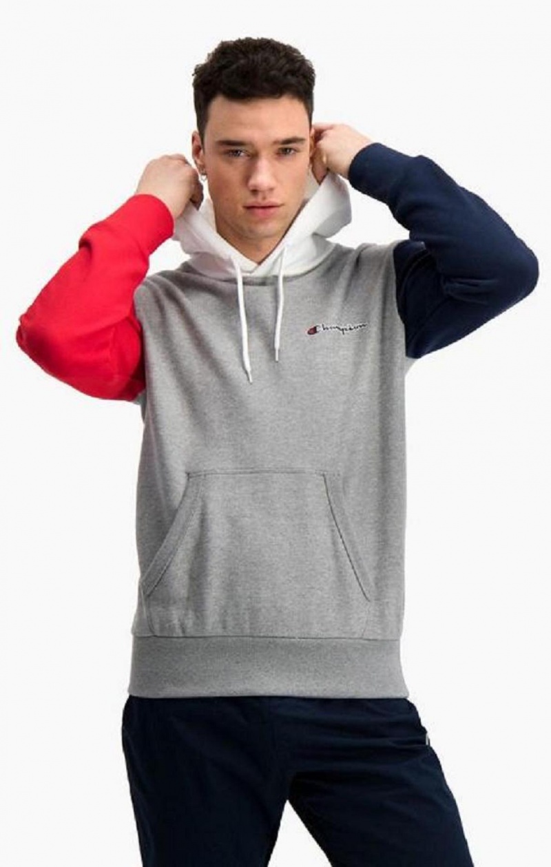 Pánské Mikina s Kapucí Champion Contrast Colour Block Sleeve Hoodie Tmavě Šedé | 4297-XYRNW