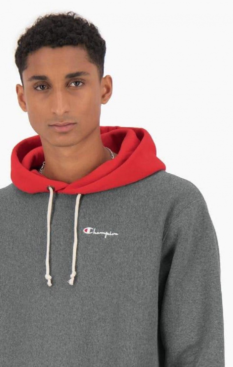 Pánské Mikina s Kapucí Champion Contrast Hood Reverse Weave Hoodie Tmavě Šedé | 2096-MEYQP