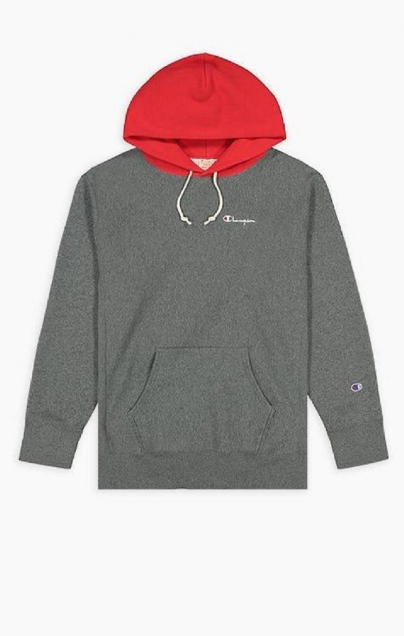 Pánské Mikina s Kapucí Champion Contrast Hood Reverse Weave Hoodie Tmavě Šedé | 2096-MEYQP