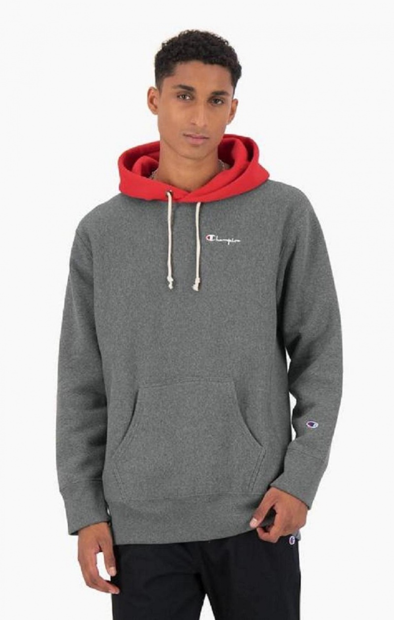 Pánské Mikina s Kapucí Champion Contrast Hood Reverse Weave Hoodie Tmavě Šedé | 2096-MEYQP