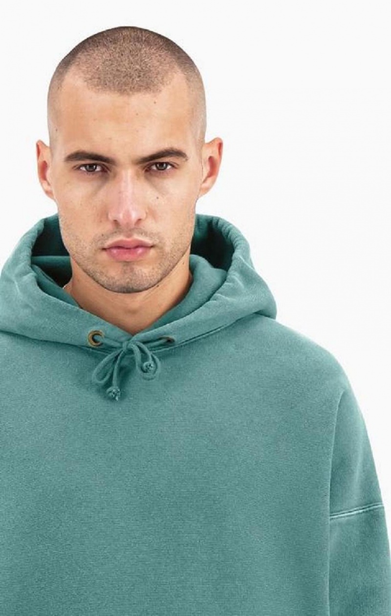 Pánské Mikina s Kapucí Champion Drop Shoulder Reverse Weave Hoodie Zelene | 9604-ECFUD