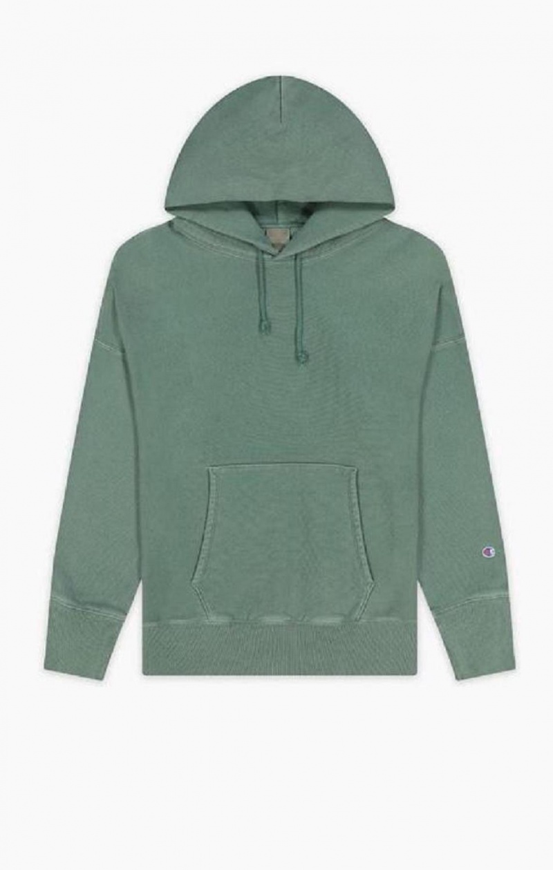 Pánské Mikina s Kapucí Champion Drop Shoulder Reverse Weave Hoodie Zelene | 9604-ECFUD