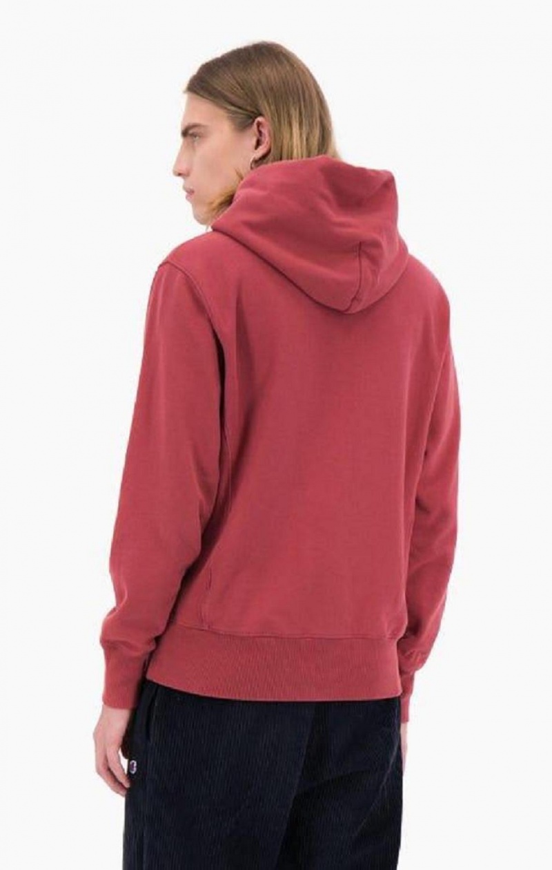 Pánské Mikina s Kapucí Champion Embossed Script Logo Reverse Weave Hoodie Červené | 6249-KTZLA