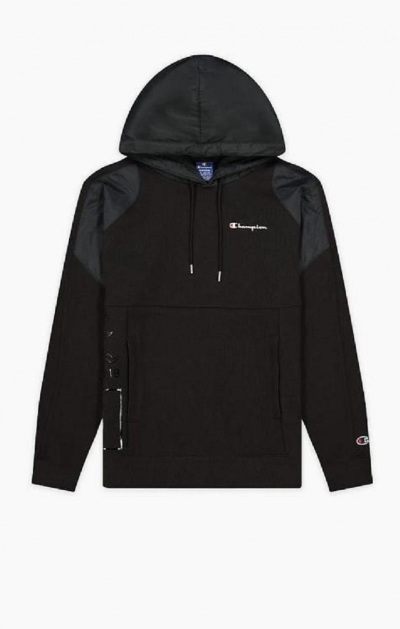 Pánské Mikina s Kapucí Champion Grafická Logo Print Polstrovaný Insert Hoodie Černé | 9780-QJXIL