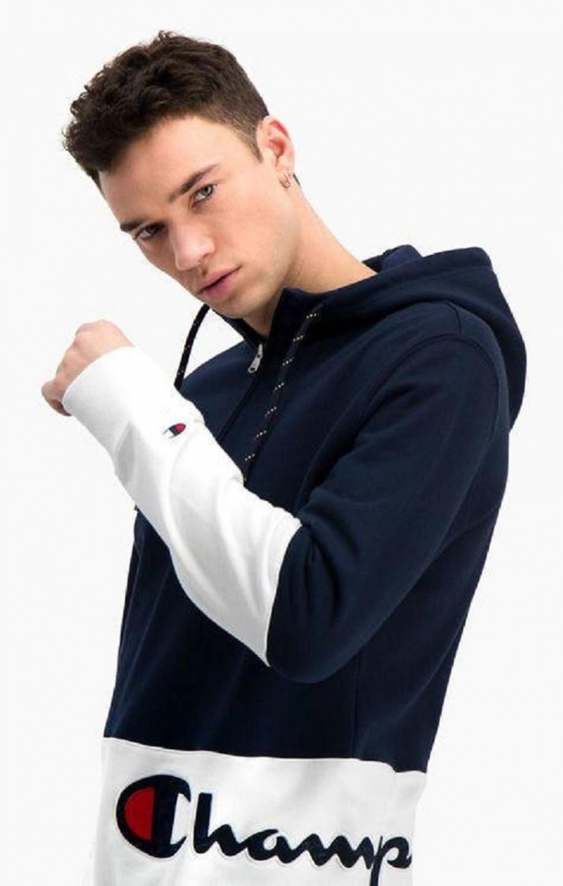 Pánské Mikina s Kapucí Champion Half Zip-Up Colour Block Hoodie Tmavě Tyrkysové | 2301-TMVYO