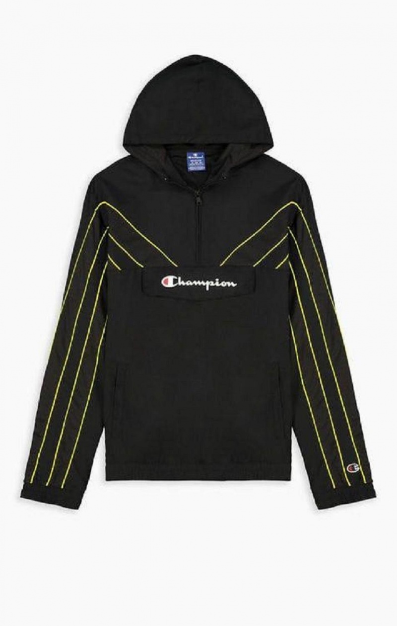 Pánské Mikina s Kapucí Champion Half Zip-Up Neon Stripe S Kapucí Track Jacket Černé | 6305-CBDAX