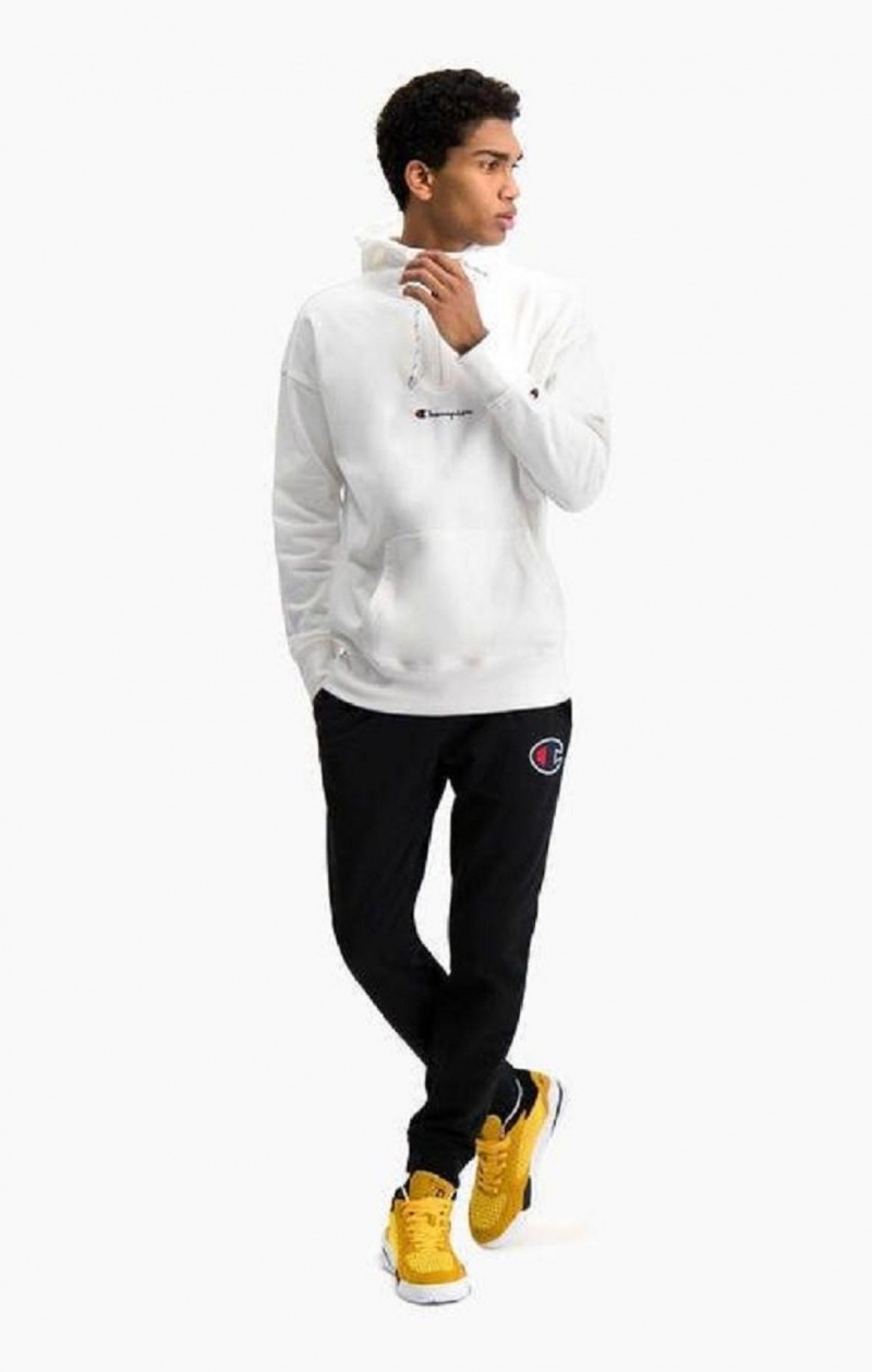 Pánské Mikina s Kapucí Champion Half Zip-Up Oversized Script Logo Hoodie Bílé | 7658-AGIDQ