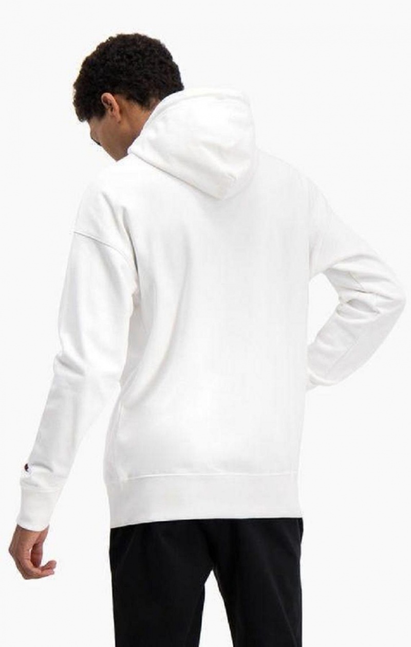 Pánské Mikina s Kapucí Champion Half Zip-Up Oversized Script Logo Hoodie Bílé | 7658-AGIDQ