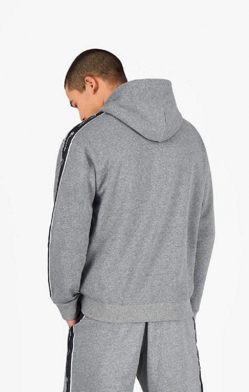 Pánské Mikina s Kapucí Champion Jacquard Logo Tape Hoodie Tmavě Šedé | 4502-OAZSR