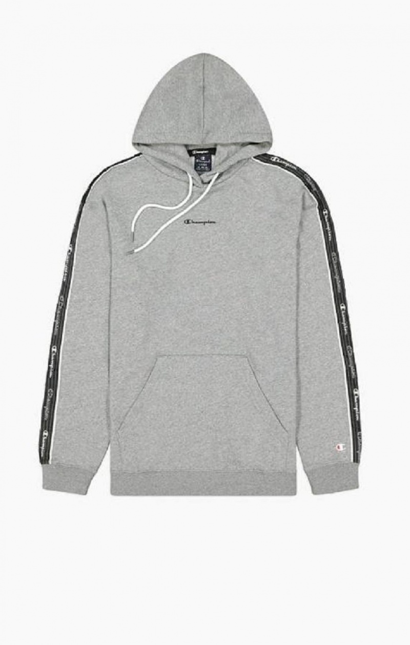 Pánské Mikina s Kapucí Champion Jacquard Logo Tape Hoodie Tmavě Šedé | 4502-OAZSR