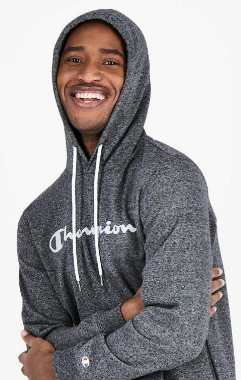 Pánské Mikina s Kapucí Champion Mesh Effect Script Logo Hoodie Tmavě Šedé | 9472-DRAFU