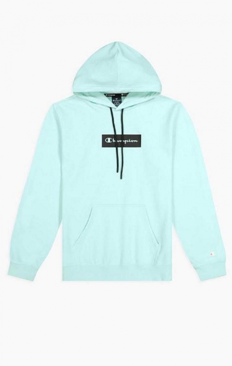 Pánské Mikina s Kapucí Champion Pastel Box Script Logo Hoodie Světle Blankyt | 4580-UICMQ