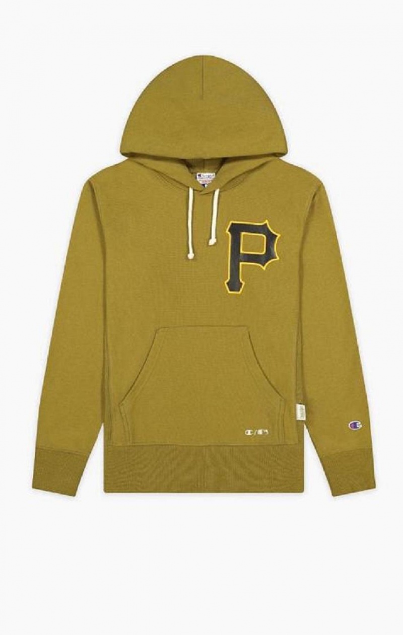 Pánské Mikina s Kapucí Champion Pittsburgh MLB Reverse Weave Hoodie Olivy Zelené Zelene | 4721-RALNB