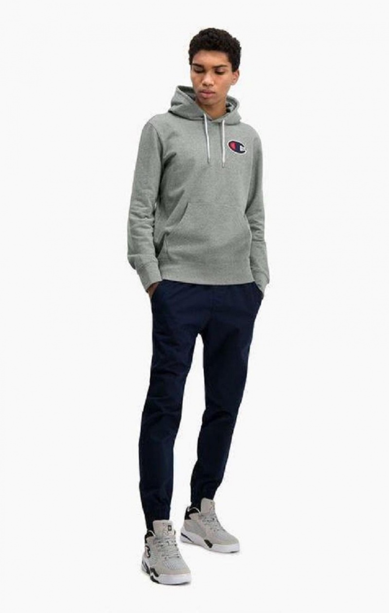 Pánské Mikina s Kapucí Champion Satin C Logo Bavlněné Terry Hoodie Tmavě Šedé | 8654-UCKRI